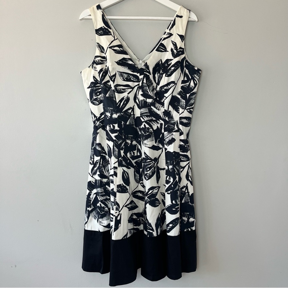 Jones New York Black and White Floral‎ Tank A-Line Dress 12